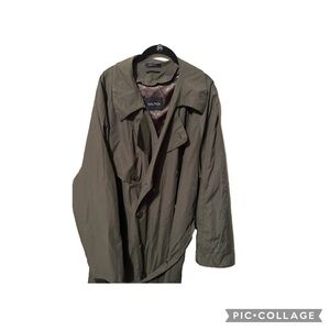 Nautica Men's Olive Khaki Trench Coat 46T with liner